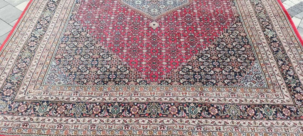 Indo Bidjar ręcznie tkany dywan wełniany 365 x 249 cm piękny wzór duży