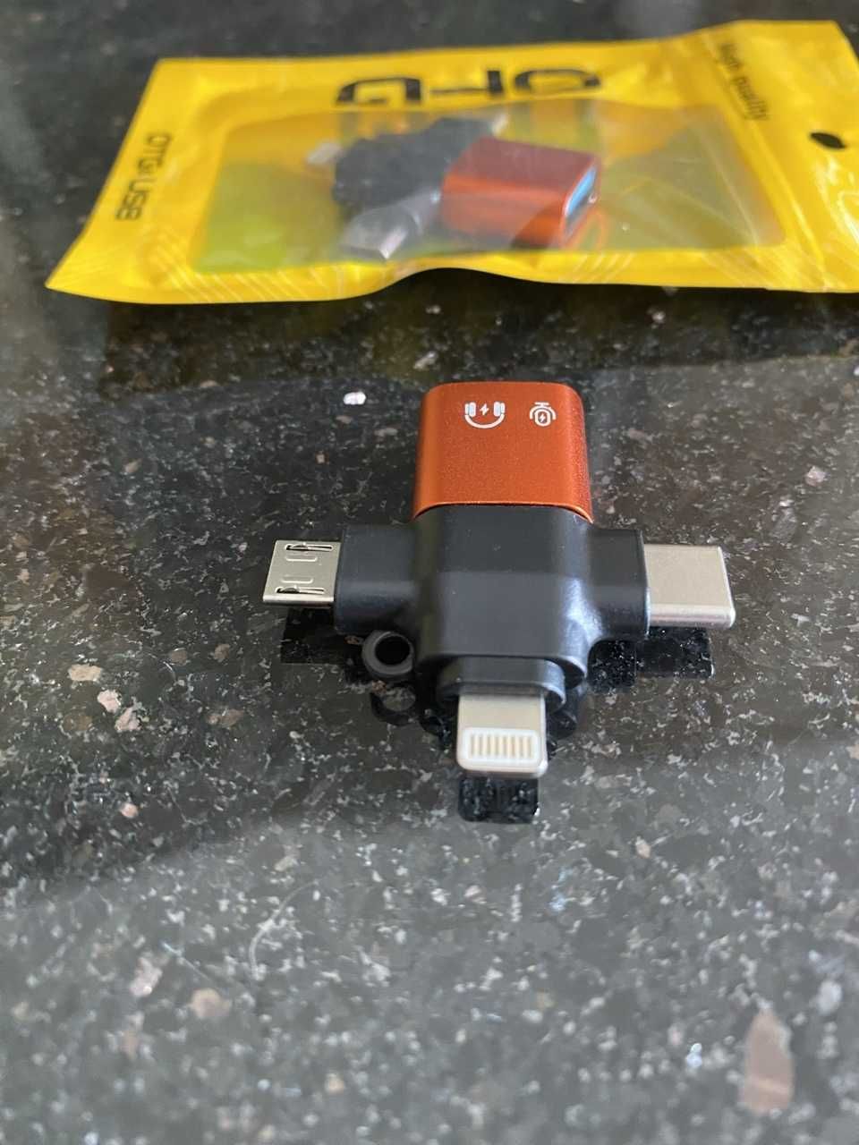 Adapter Coolden OTG 3w1 Lightning Micro USB i USB-C Szybką Transmisją