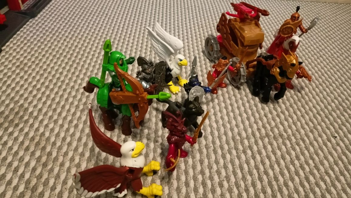 Imaginext rycerze, karoca akcesoria, wilk, orły, konie