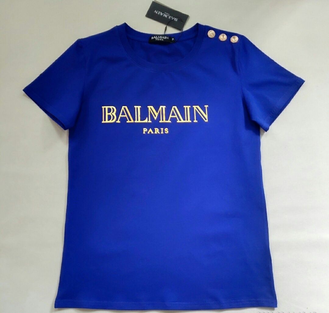 Niebieski tshirt bawełniany Balmain jakość premium nowy