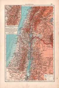 Palestyna Ziemia Święta. Piękna stara mapa 1929 r. autentyk