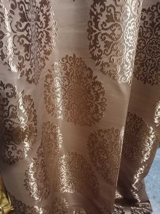 zasłony z metra BRĄZOWE, haft , szer 150 cm grubsze PROMOCJA