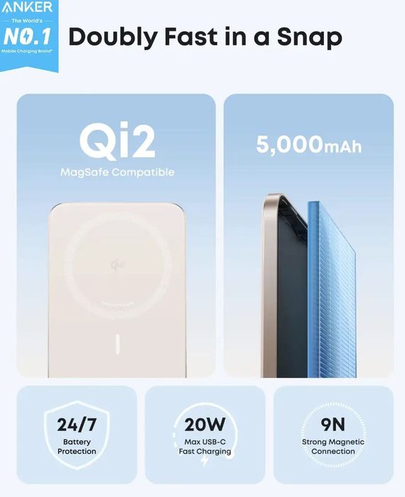Повербанк Anker Nano Air 2 Magsafe Powerbank 5000 mAh.