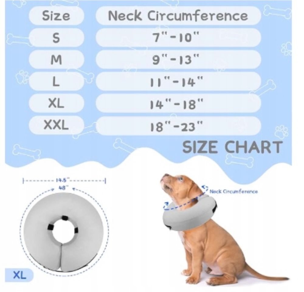 Kolnierz dla psa pooperacyjny ochronny dmuchany XL szary
