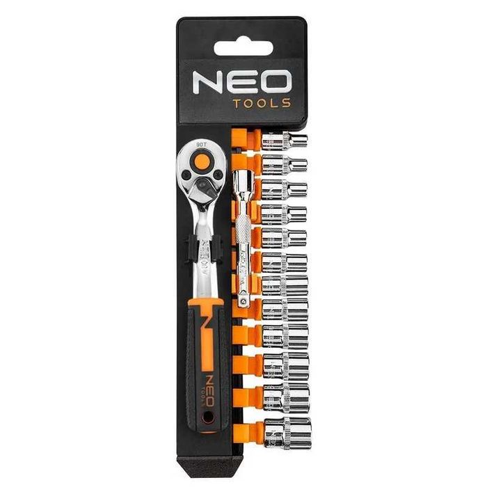 NEO Grzechotka klucze nasadowe 1/4" 14szt 6 Kątne Szybka Wysyłka SKLEP