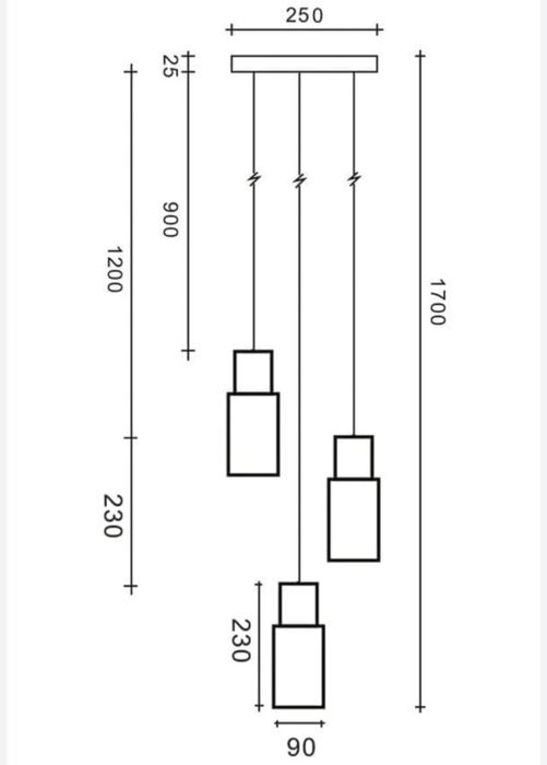 Industrialna Lampa Retro Wisząca Vintage 3 Żarówki