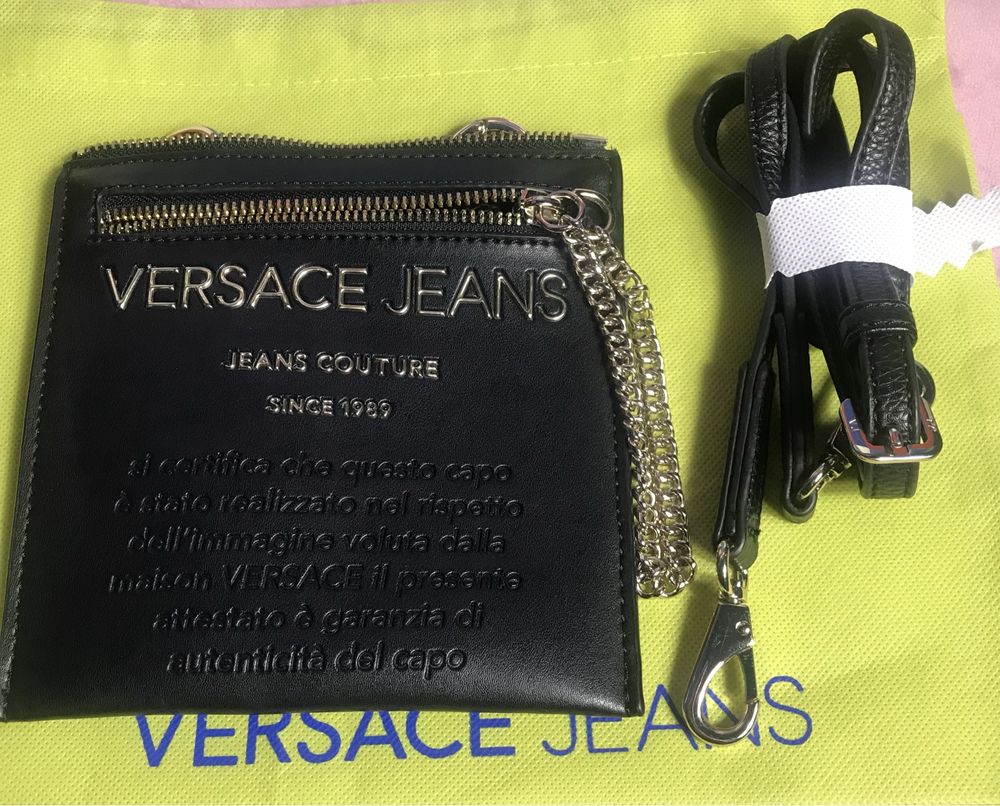 Torebeczka na pasku Versace Couture Jeans, c.granat, zlote dodatki