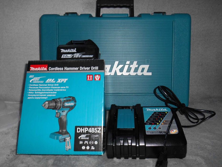 NOWY ZESTAW MAKITA 18V BL DHP485 udar, akum. 3Ah lub 5ah, ladowarka
