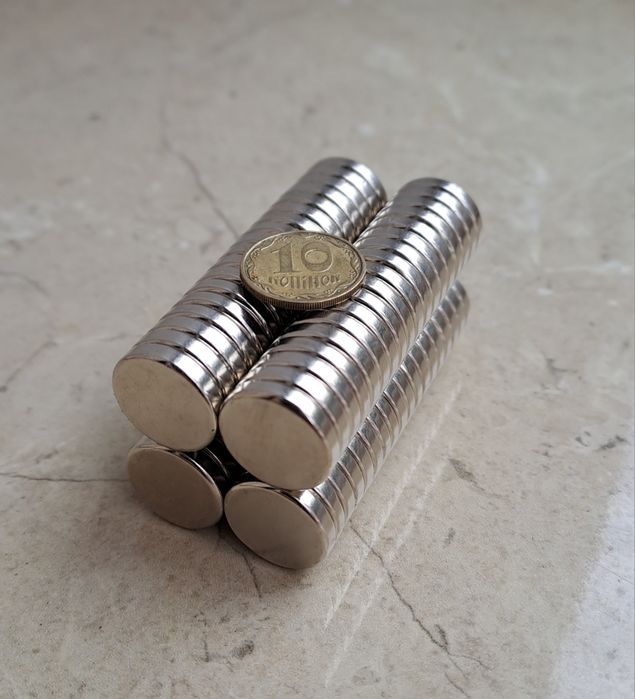 Неодимовый Магнит Диск NdFeB D15/2,5 мм N38 сила 2,2кг