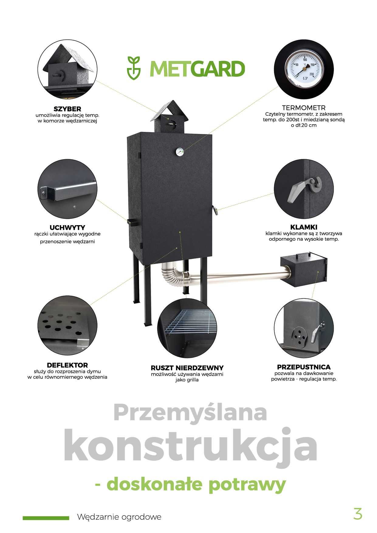 Wędzarnia metalowa duża solidna dwudrzwiowa 80x55x170