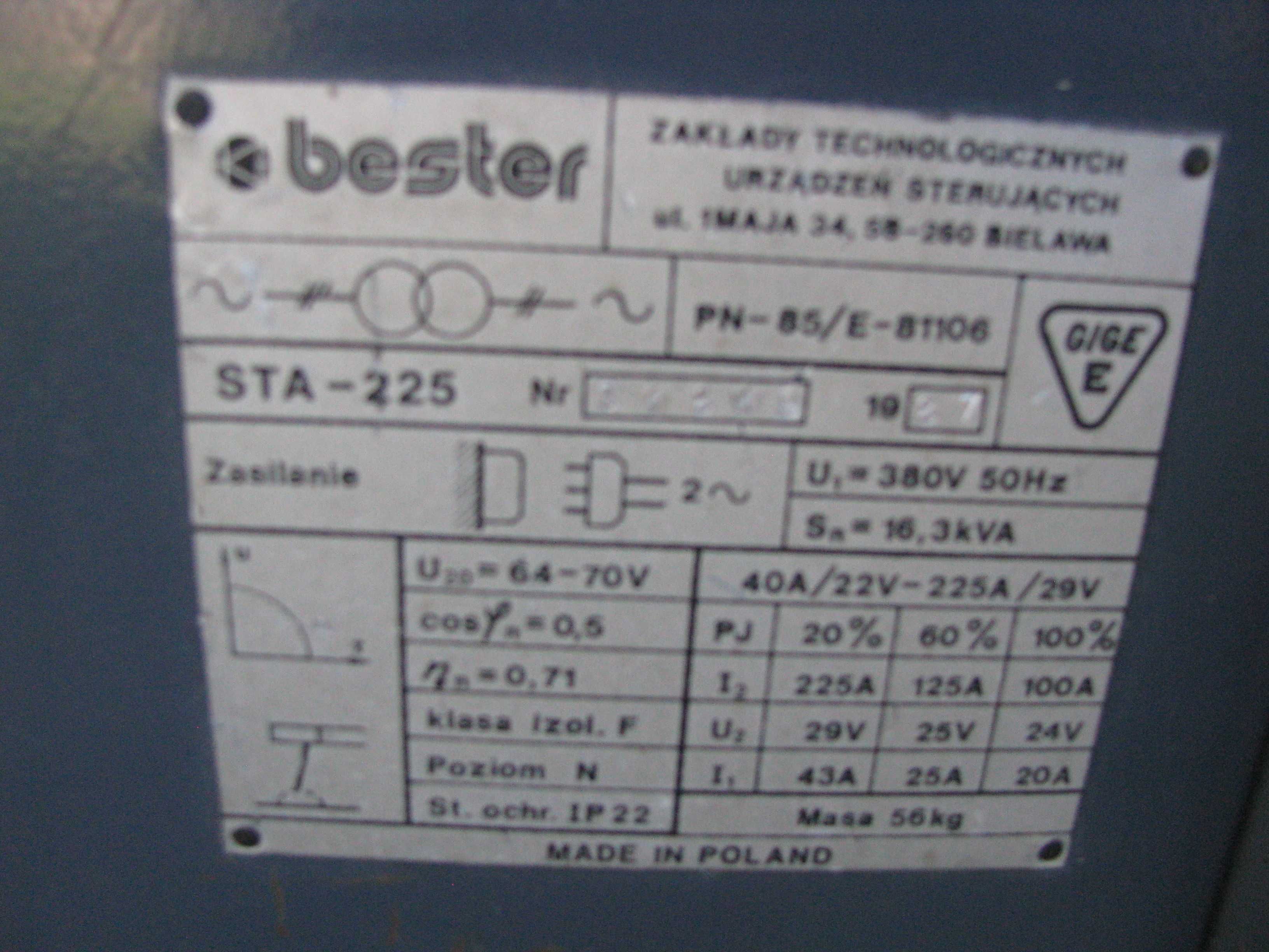 Spawarka Bester STA 225 380V 50Hz