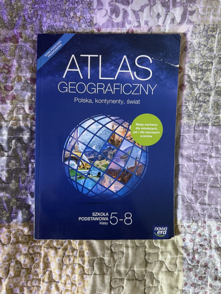 Atlas geograficzny Nowa Era Polska, kontynenty, świat dla klas 5-8 sp.