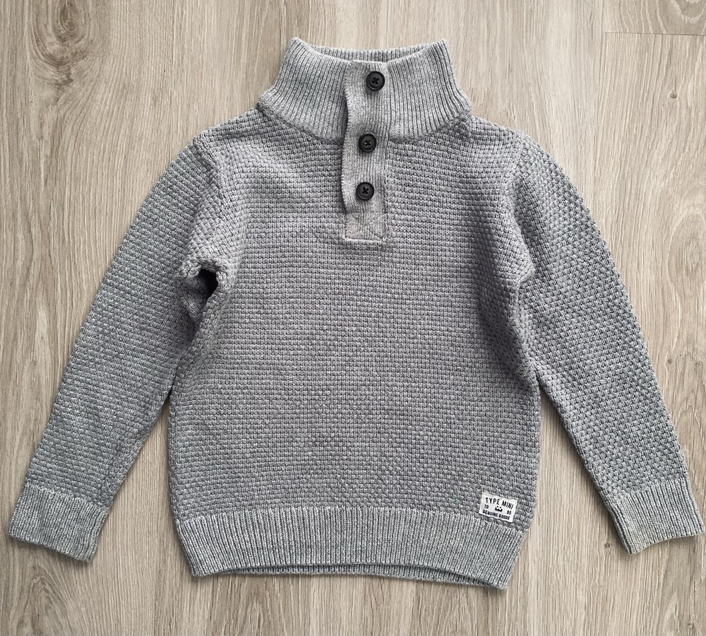 Dwa swetereki chłopięce szary Cubus + granatowo-biały George 110-116cm