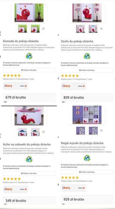 Meble dla dzieci Happy (szafa, regał, komoda, kufer)
