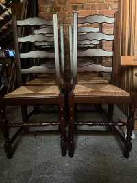 Drewniane solidne krzesła bukowe z plecionym siedziskiem komplet 6 szt