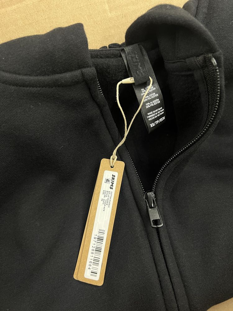 Костюм Skims XS чорний на флісі Classic Jogger штани зіп худі zip hood