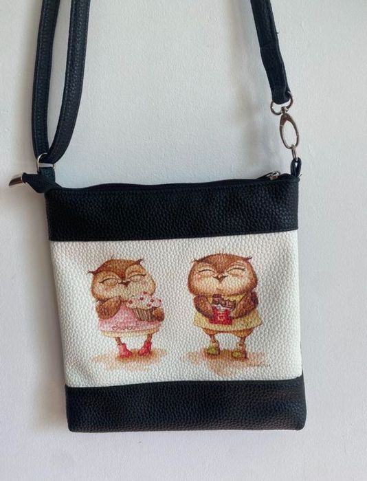 Сумка, сумочка крос-боді з принтом совенят