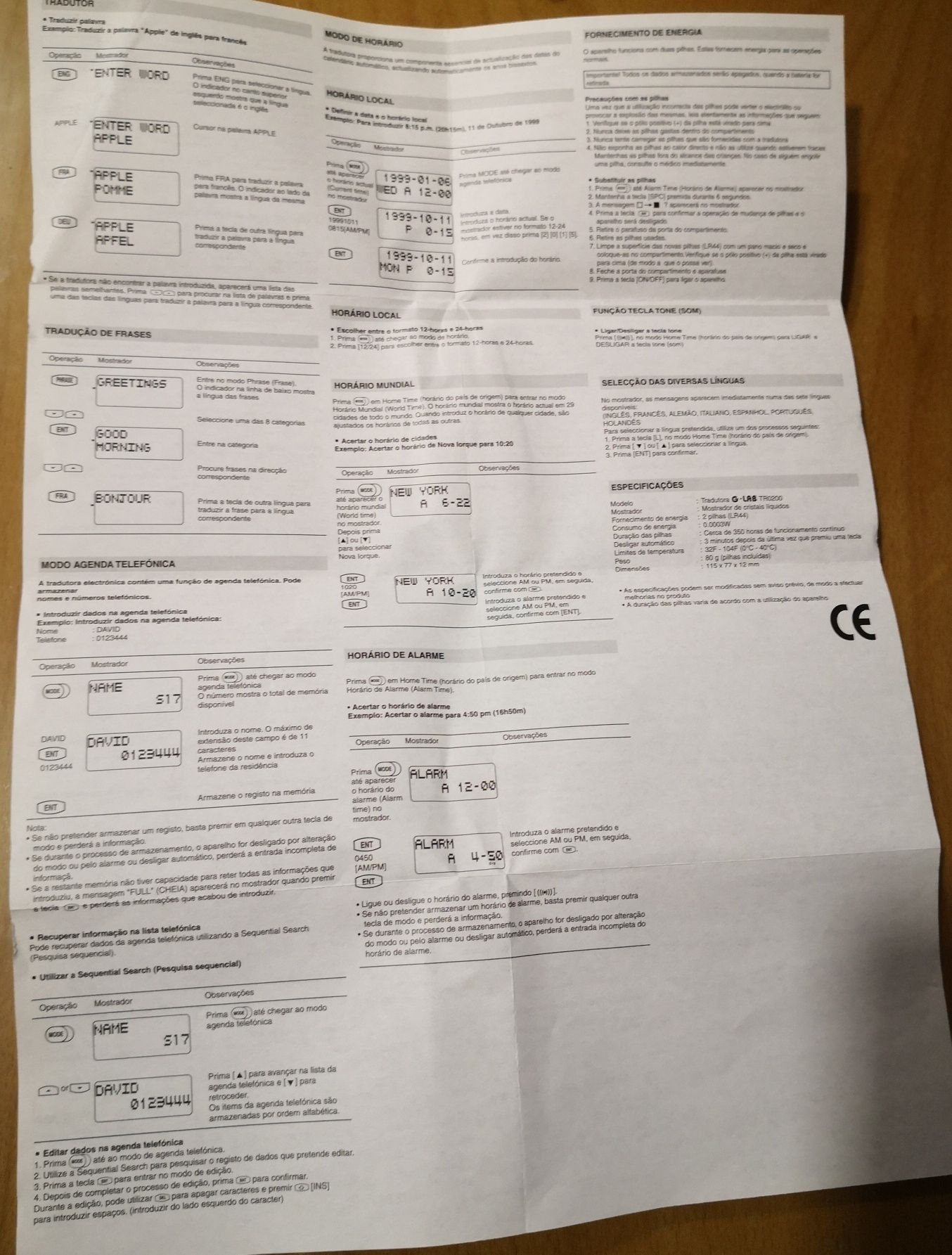 Tradutor de 7 línguas, calculadora etc.