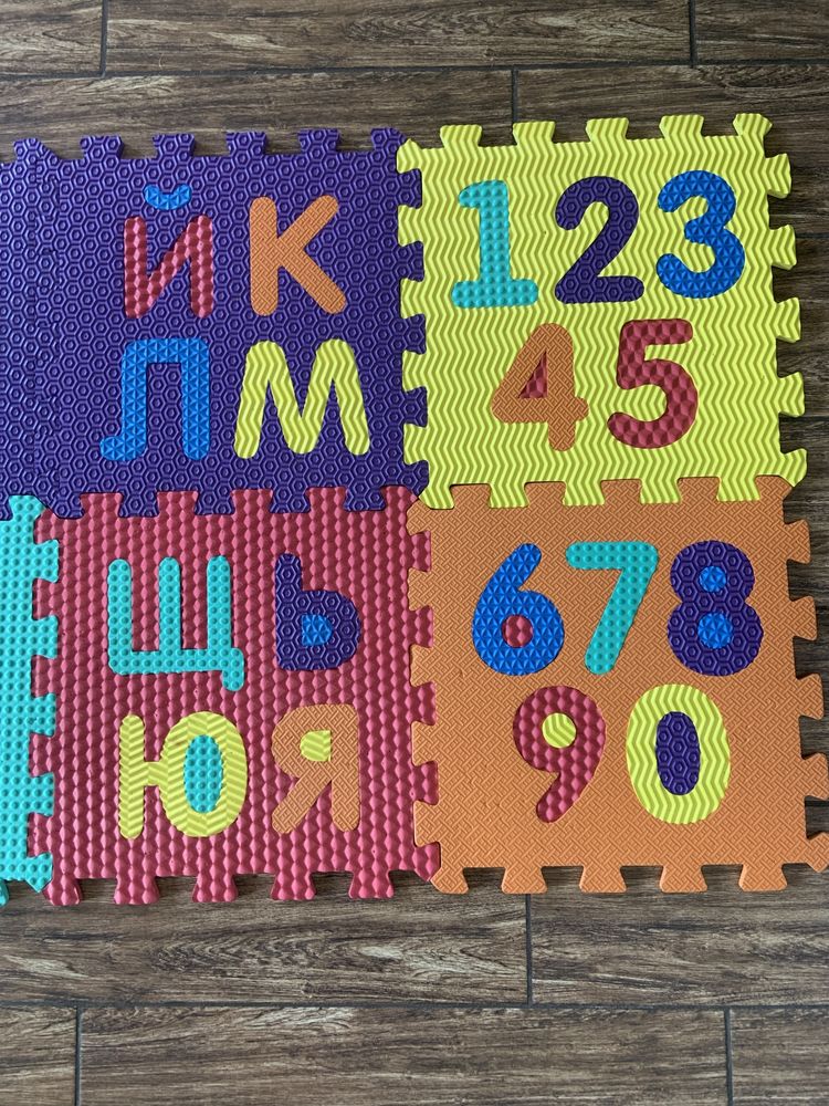 Детский массажный коврик пазл мозаика EVA Украинские буквы Цифры