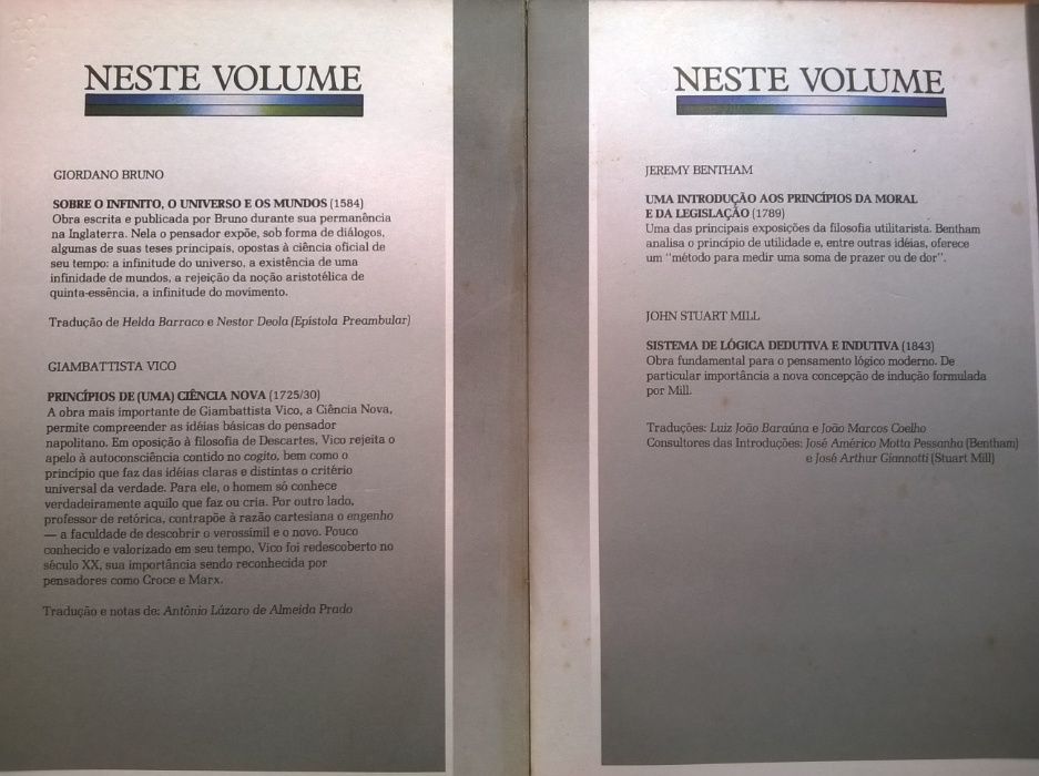 Os Pensadores (Giordano Bruno e Giambattista Vico e outros)