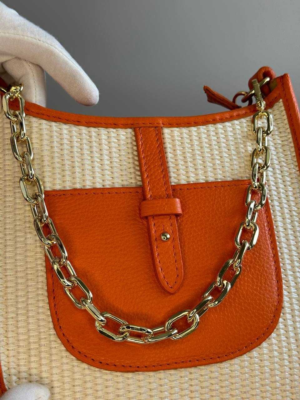 Жіноча сумочка крос-боді з натуральної шкіри (оранж)