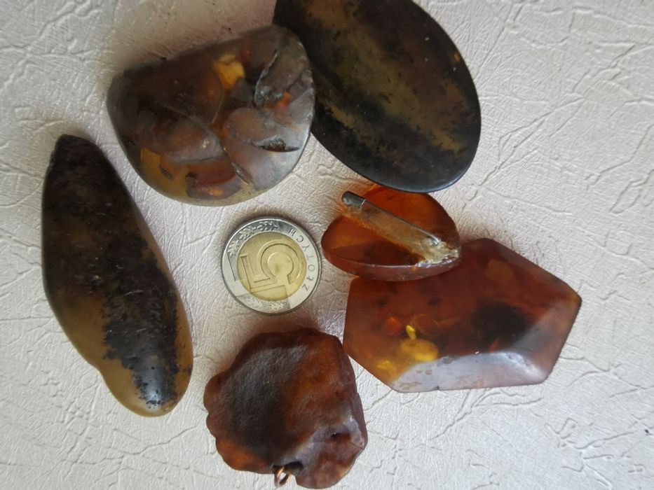 Broszki bursztyn wisiory