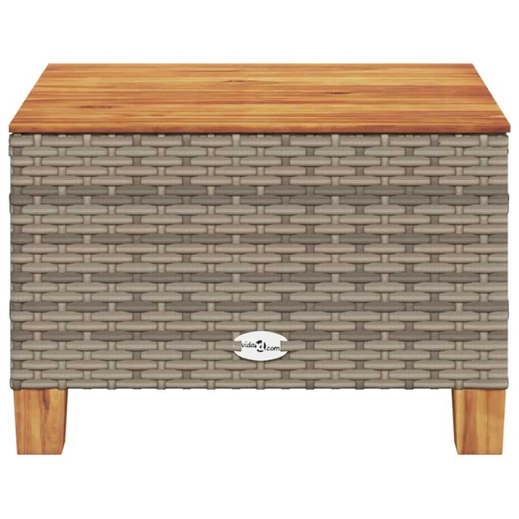 Stolik ogrodowy, szary, 55x55x36 cm rattan PE i drewno akacjowe