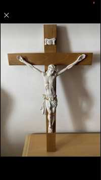 Crucifixo 40cms de altura em cerâmica e madeira