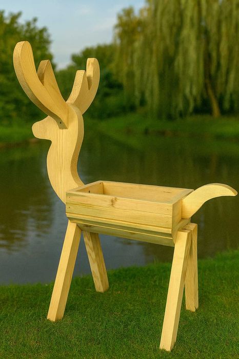 Donica kwietnik JELONEK, JELEŃ ozdoba z DREWNA na prezent ogród dom