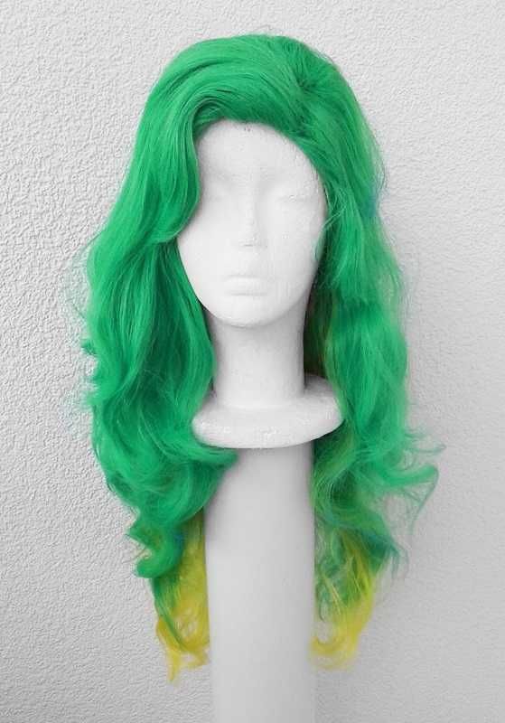 Zielona ombre gradient peruka falowana długa cosplay wig zielony