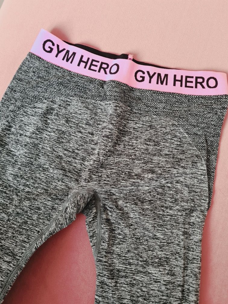 S M L XL Gym Hero push up modelujące różowe szare legginsy sexy