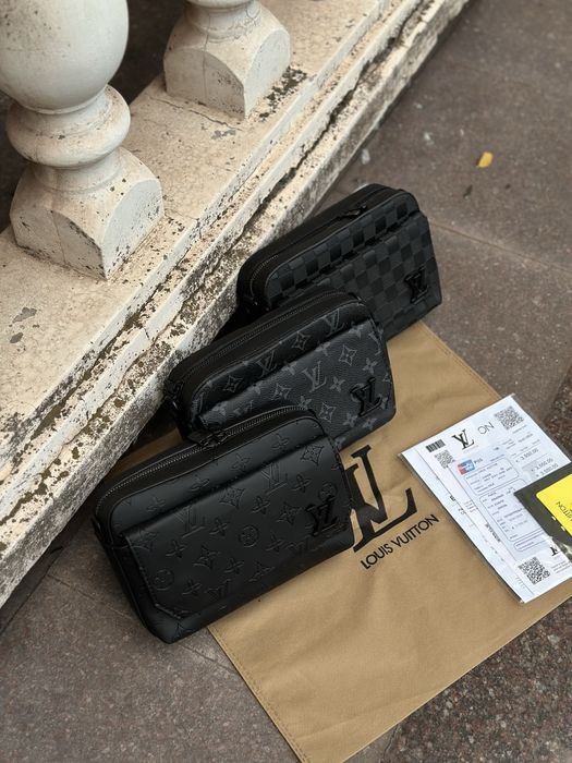 Барсетка Луи Витон через плечо мужская сумка Louis Vuitton кожаная топ