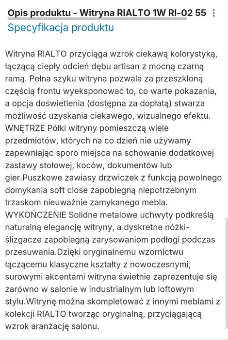 Witryna RIALTO AgataMeble