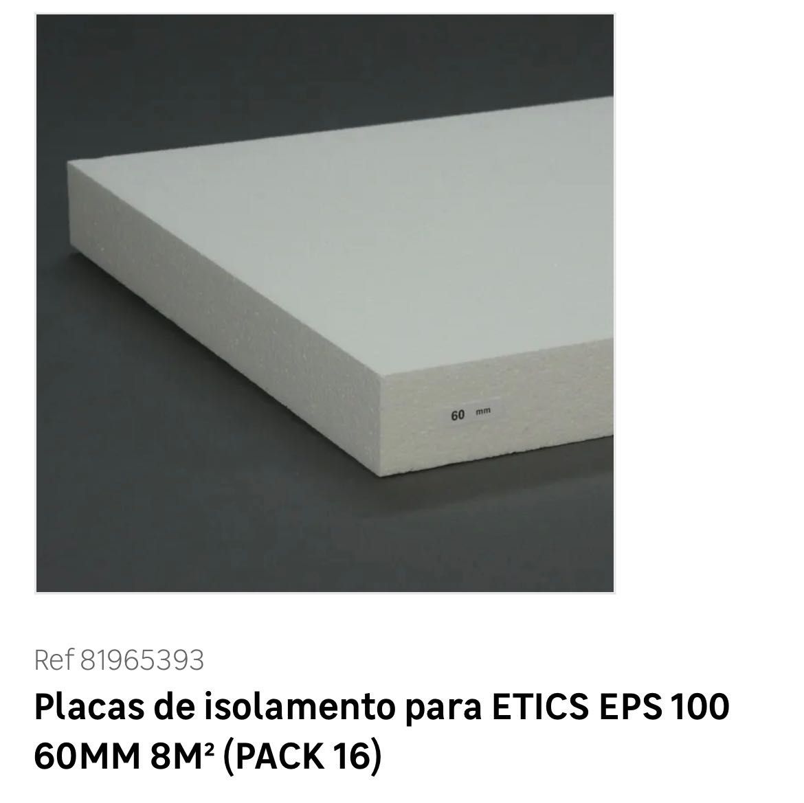 Placas de isolamento para ETICS EPS 100 - 6 MM