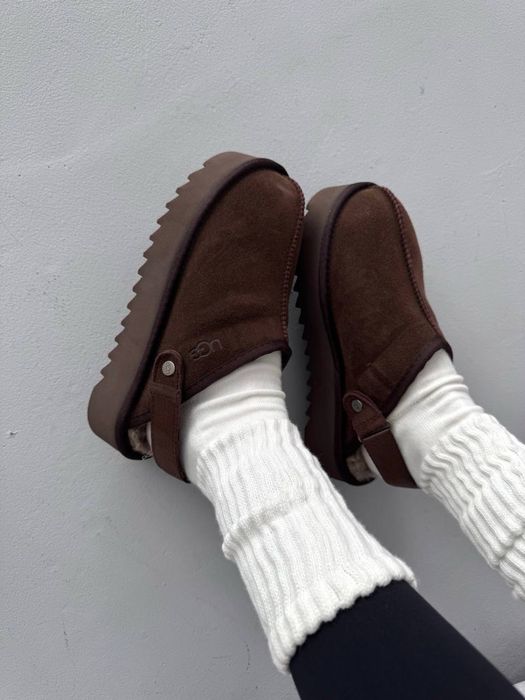 БЕЗ ПЕРЕДОПЛАТ‼️ Зимові Ugg lanah clog PLATFORM CHOCOLATE  коричневі