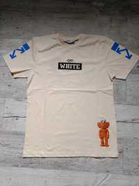 T-shirt Off White kremowy rozmiar L