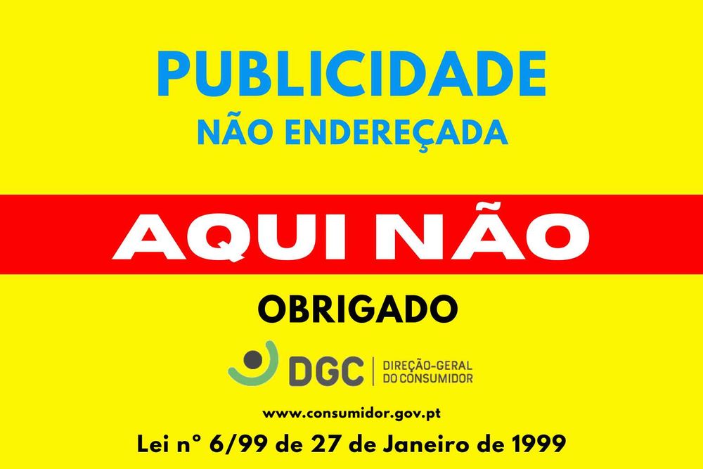 Autocolante Publicidade Não Endereçada Aqui Não