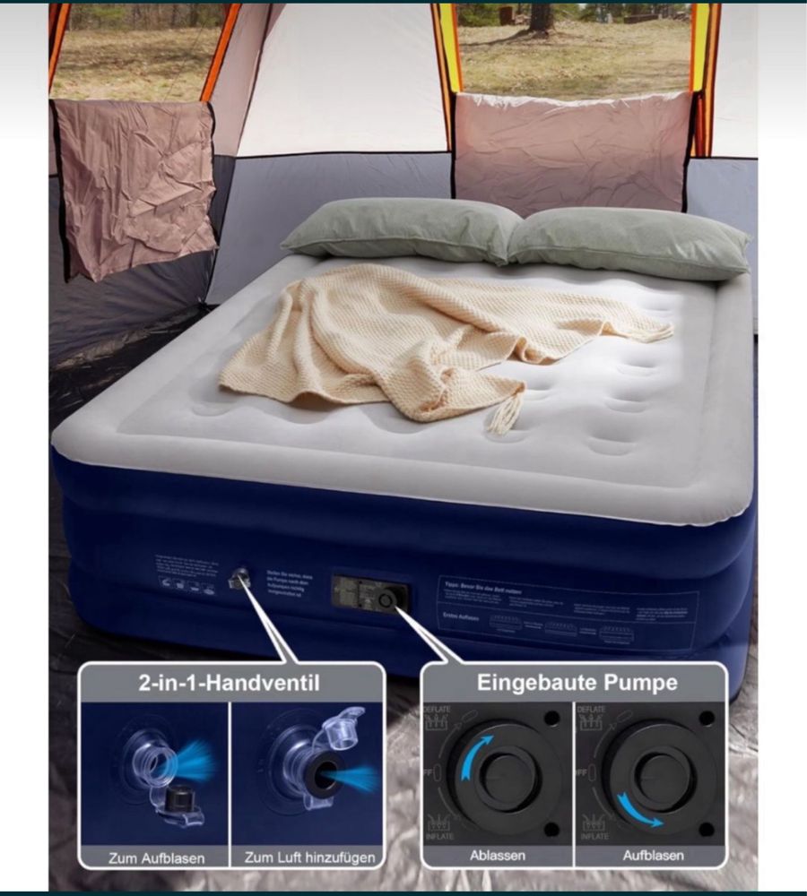 Samopompujący Dmuchany Materac Elektryczny 2 osobowy Queen Size