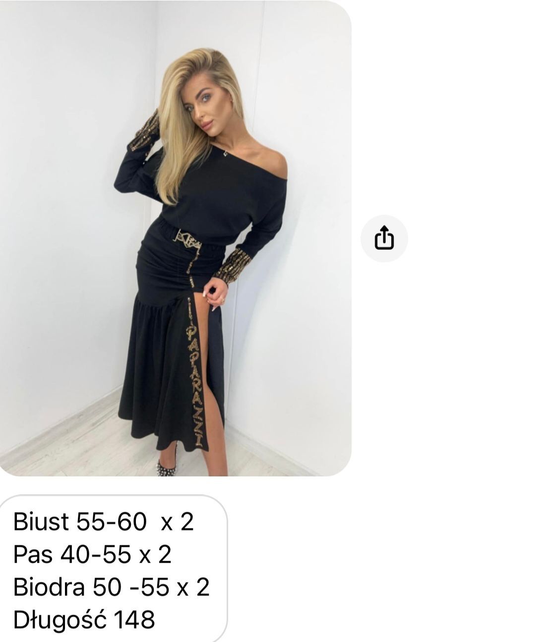 Piękna sukienka z paskiem złote dodatki logo paparazzi