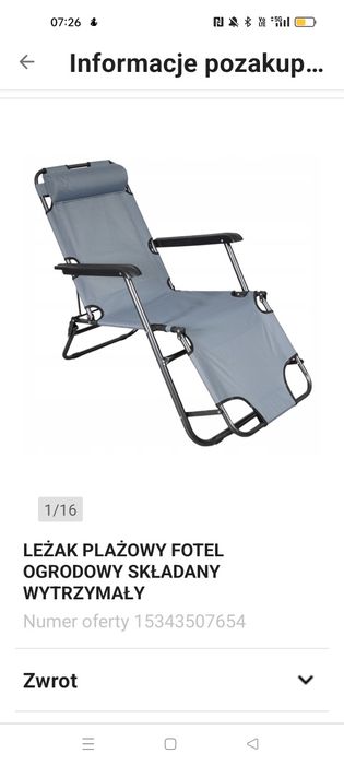 Leżak fotel do ogrodu na balkon plazowy
