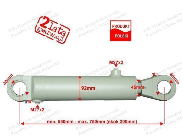 Siłownik ŁADOWACZA Czołowego ŁYŻKA TUR Troll 80x45 skok 200 mm [0401]