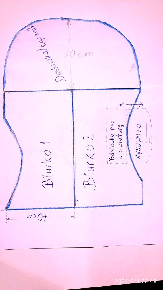 Solidne Biurko 120x70cm Gruby Blat. Tacka pod klawiaturę Stan jak Nowe