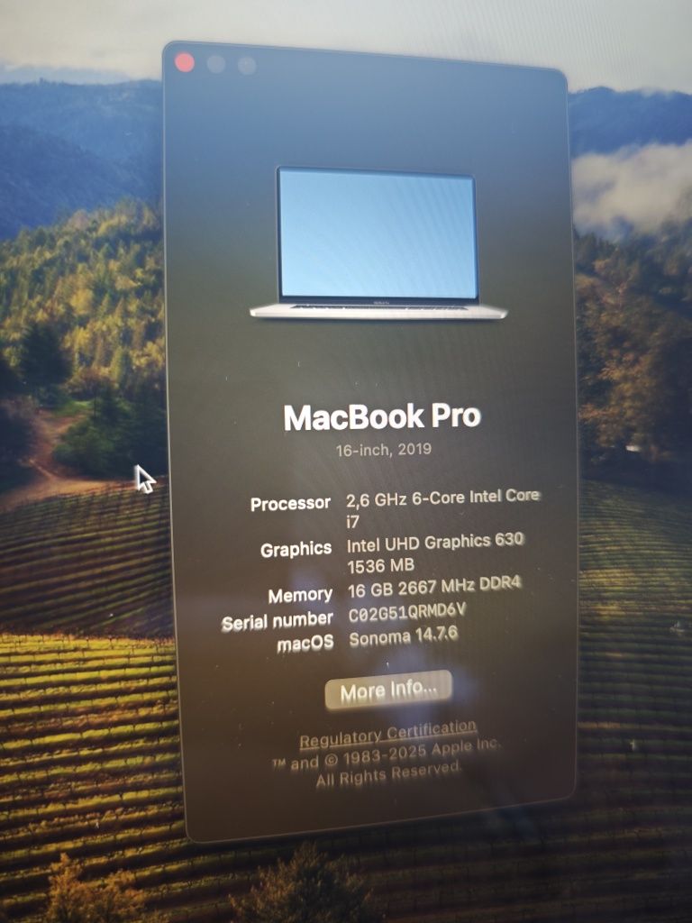 MacBook PRO A2141 I7 16gb ram  512gb 16 cali srebrny 190 cykli 2021