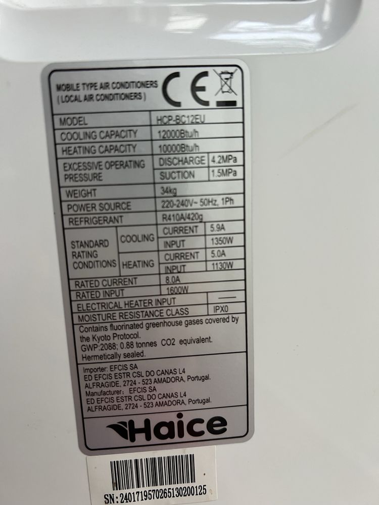 Aparelho de Ar Condicionado Portátil