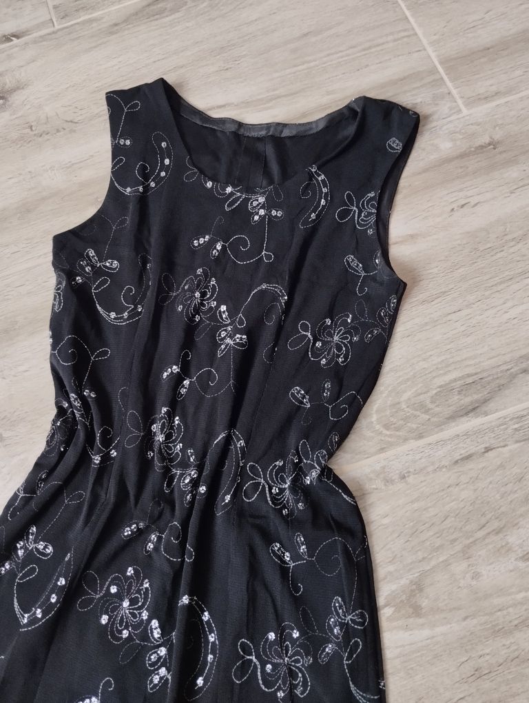 Sukienka S M z brokatem sylwestrowa mała czarna