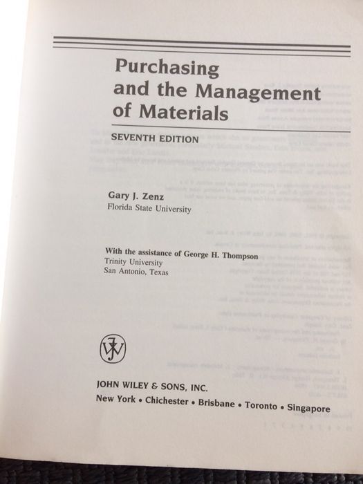 Purchasing and the Management of Materials