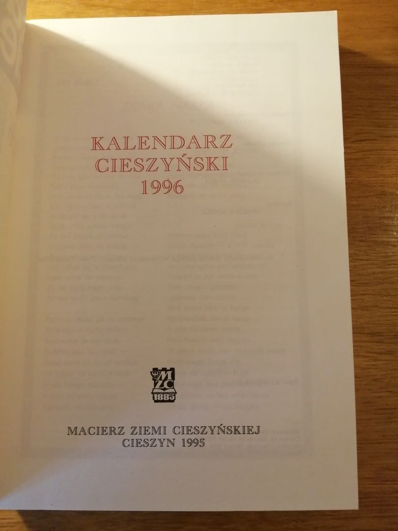 Kalendarz cieszyński 1996 macierz ziemi cieszyńskiej