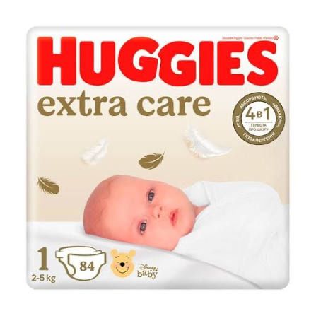 Підгузки Huggies Extra Care розмір 1 (2-5 кг), 84 шт