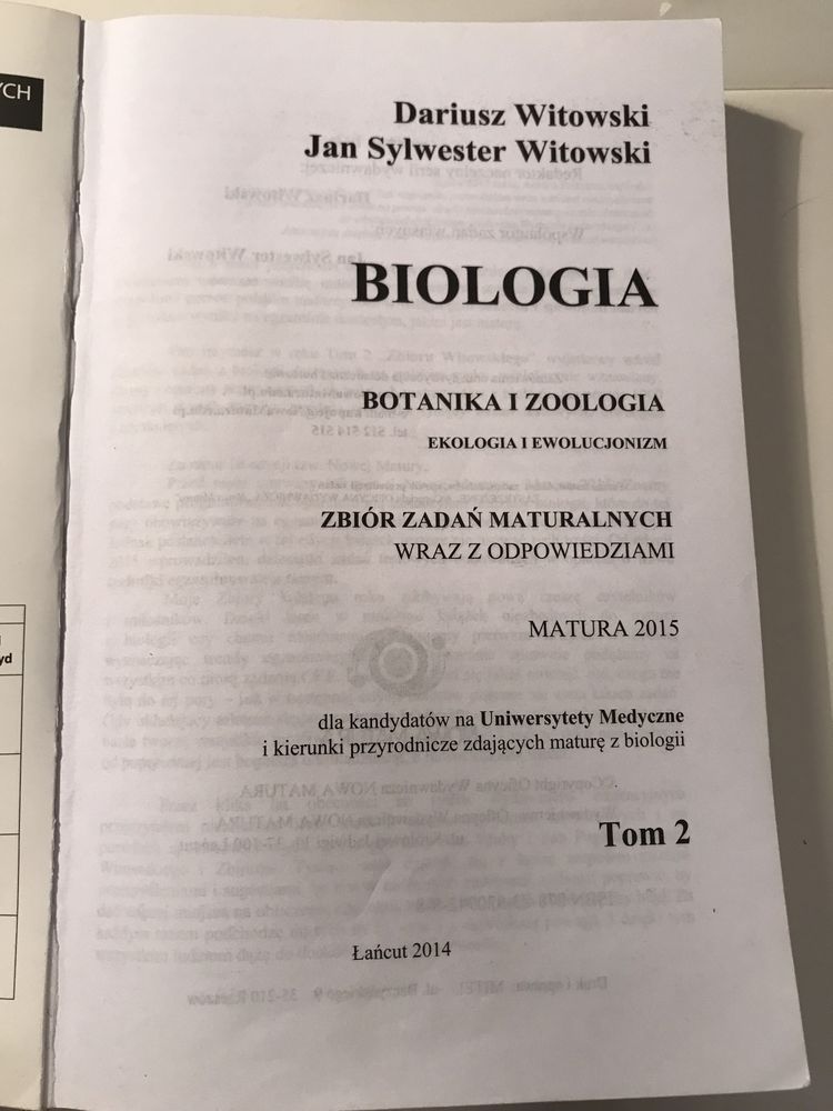 Zbiór zadan maturalnych biologia Witowski