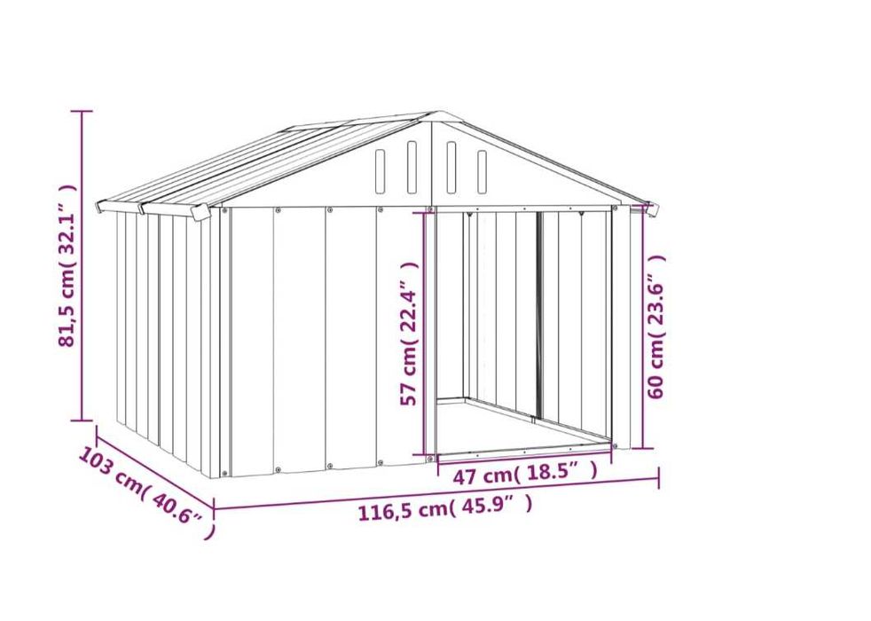 Buda dla psa, antracytowa, 116,5x103x81,5